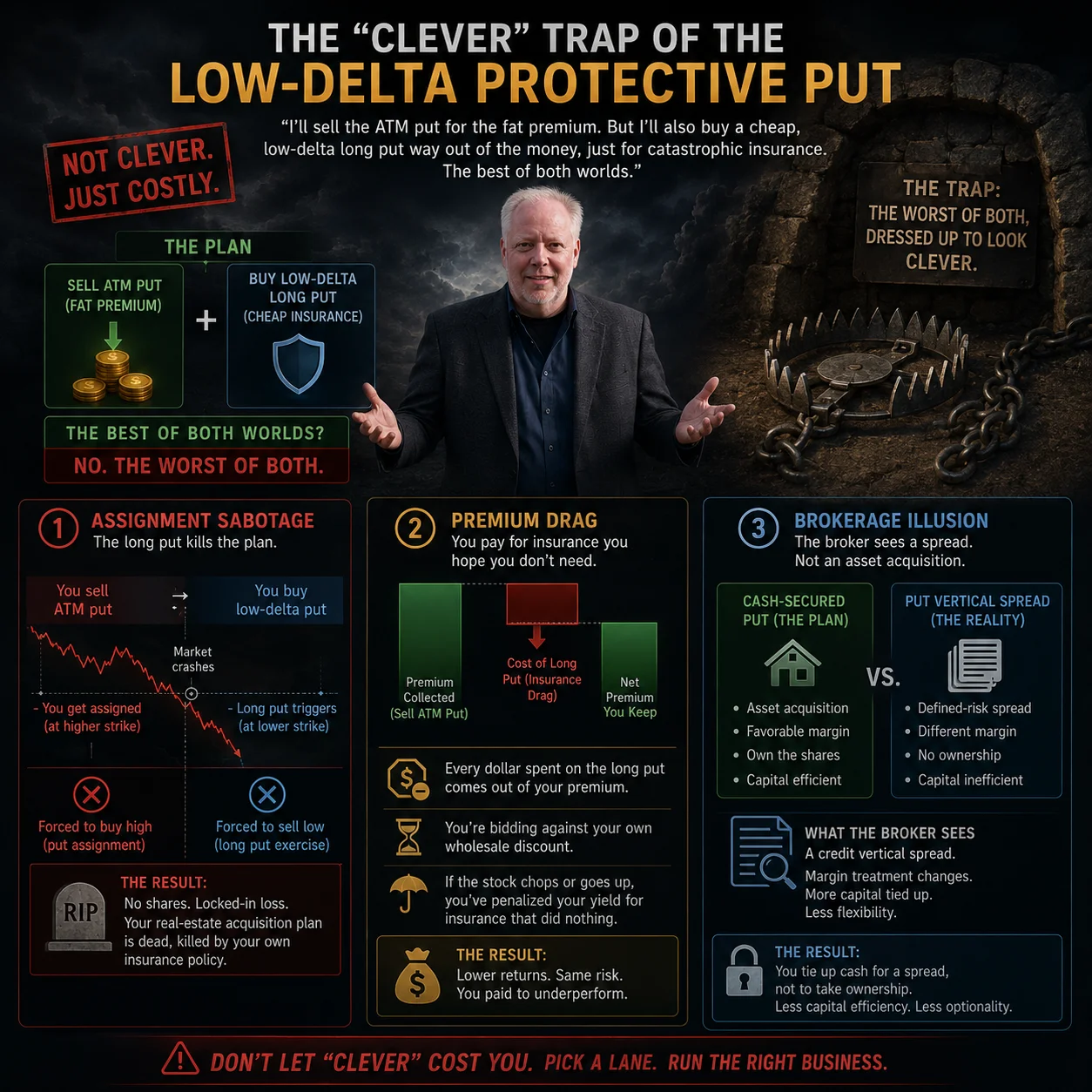 The clever trap &mdash; how a low-delta protective put sabotages an ATM short put